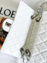 Chanel Pearls Classic Flap Bag In White With Silver Buckle 25cm - 3