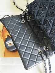 Chanel Pearls Classic Flap Bag In Black With Silver Buckle 25cm - 4