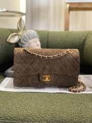 Chanel Medium Classic Double Flap Bag Brown Suede Gold Hardware 25.5cm - 1