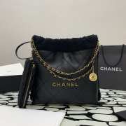 Chanel 22 small black bag glossy calfskin & gold-plated metal  - 1