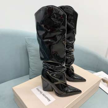 Alexandre Vauthier Black Glossy Leather Knee-high Boots 01