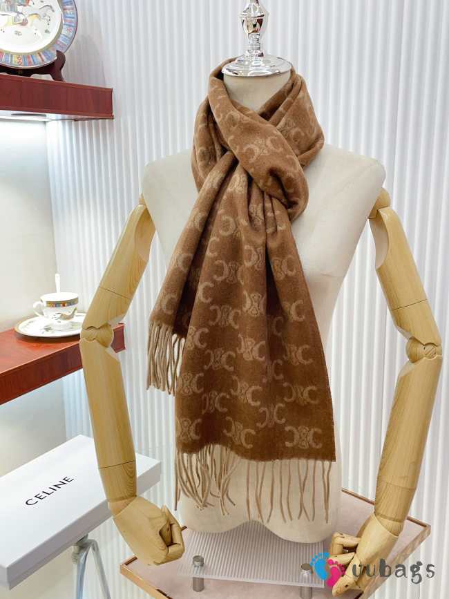 Celine Scarf In Monogram Cashmere Beige 35x190cm - 1