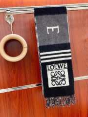 Loewe Striped Cashmere Scarf In Black/Gray 20x220cm - 3