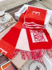 Loewe Striped Cashmere Scarf In Red/White 20x220cm - 1