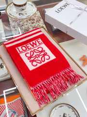 Loewe Striped Cashmere Scarf In Red/White 20x220cm - 3