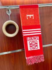 Loewe Striped Cashmere Scarf In Red/White 20x220cm - 4