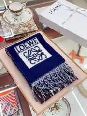 Loewe Striped Cashmere Scarf In Blue/Brown 20x220cm - 4