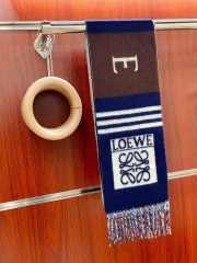 Loewe Striped Cashmere Scarf In Blue/Brown 20x220cm - 2