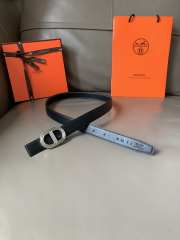 Hermes cowhide with steel buckle in black width 2.4cm - 1