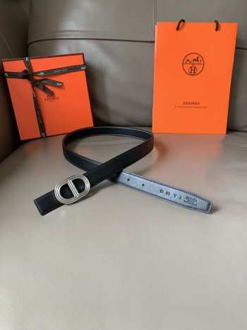 Hermes cowhide with steel buckle in black width 2.4cm