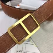 Hermes cowhide leather with copper buckle in brown width 3.2cm - 5