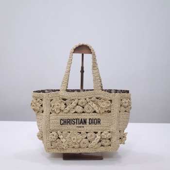 Dior Book Tote Raffia Bag 26.5x14x21cm