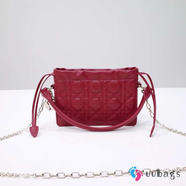 Lady Dior Milly Mini Lambskin Bag In Red - 1