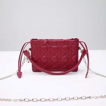 Lady Dior Milly Mini Lambskin Bag In Red