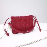 Lady Dior Milly Mini Lambskin Bag In Red - 3