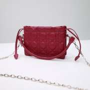 Lady Dior Milly Mini Lambskin Bag In Red - 4