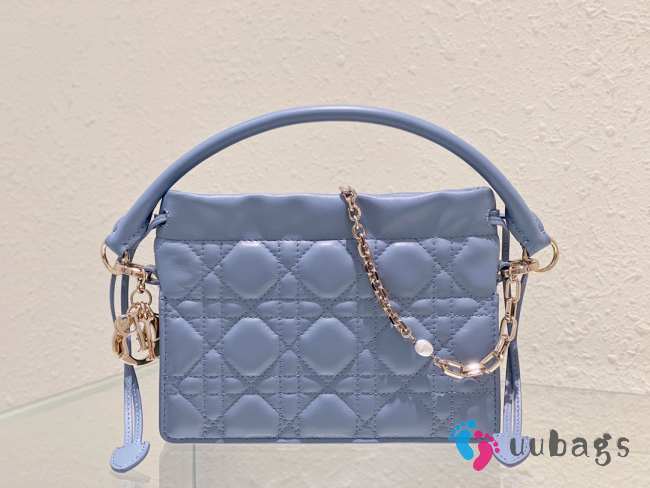 Lady Dior Milly Mini Lambskin Bag In Light Blue - 1