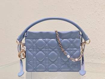 Lady Dior Milly Mini Lambskin Bag In Light Blue