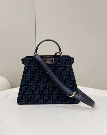 Fendi Peekaboo I See U Bag In Blue 27.5x11.5x20.5cm