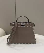 Fendi Peekaboo ISeeU Gray Fuchsia Selleria bag with oversized topstitching - 5