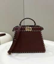 Fendi Peekaboo ISeeU Dark Red Fuchsia Selleria bag with oversized topstitching - 5