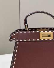 Fendi Peekaboo ISeeU Dark Red Fuchsia Selleria bag with oversized topstitching - 4