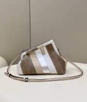 Fendi First Small Leather bag with silver and light brown inlay 26x9.5x18cm - 1