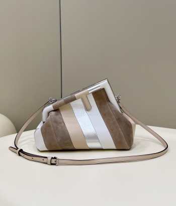 Fendi First Small Leather bag with silver and light brown inlay 26x9.5x18cm