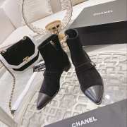 Chanel pointed toe calfskin boots in black 4cm - 2