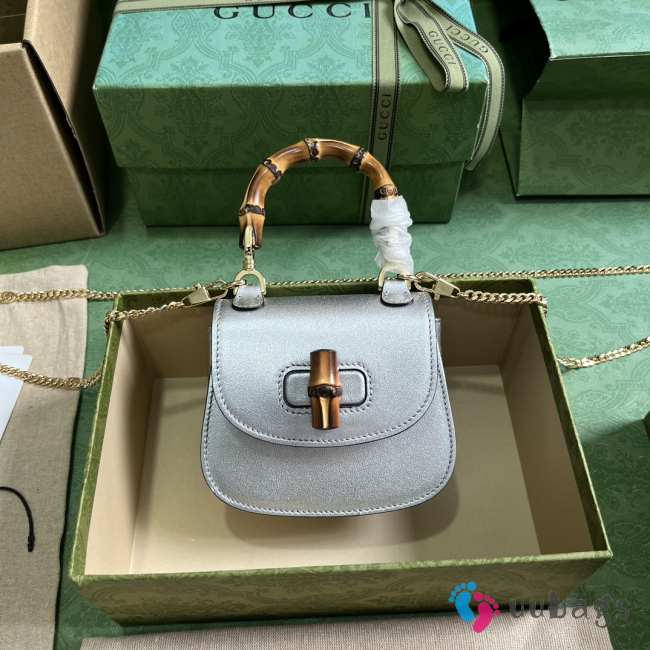 Gucci bamboo 1947 silver bag 18.5x12x5.5cm - 1