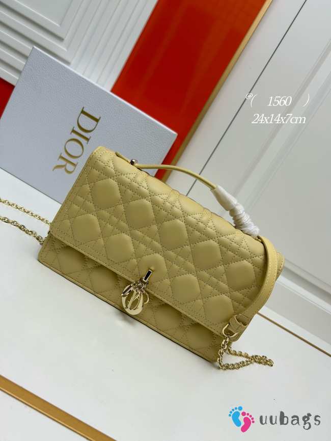 Miss Dior Bag In Yellow Cannage Lambskin 24x14x7.5cm - 1