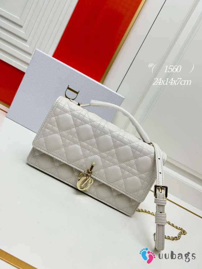 Miss Dior Bag In Latte Cannage Lambskin 24x14x7.5cm - 1