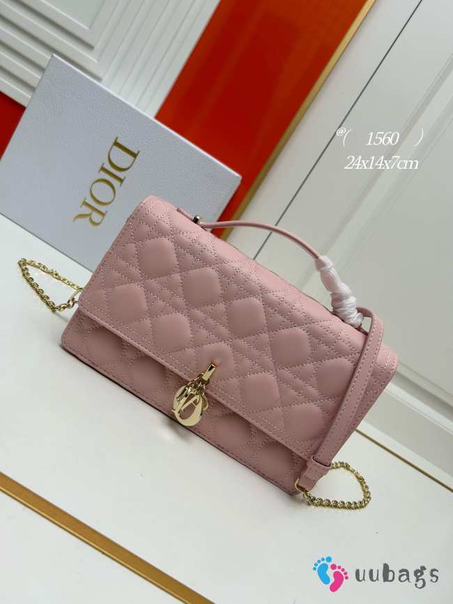 Miss Dior Bag In Pink Cannage Lambskin 24x14x7.5cm - 1