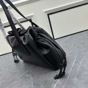 Prada Black Drawstring Tassel Tote Bag Leather 28x22x8cm - 3