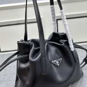 Prada Black Drawstring Tassel Tote Bag Leather 28x22x8cm - 4