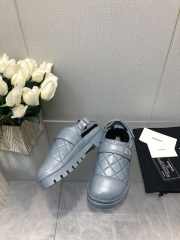 Chanel Plaid Patterns Plain Toe Rubber Sole In Light Blue - 6