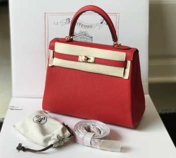 Hermes Kelly Red/Gold 28cm