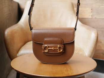 Gucci Horsebit 1955 Mini Rounded Bag In Brown 18.5x17x7.5cm