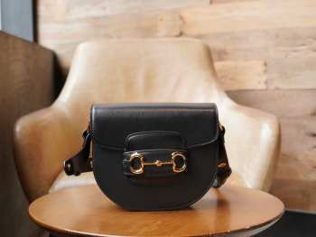 Gucci Horsebit 1955 Mini Rounded Bag In Black 18.5x17x7.5cm