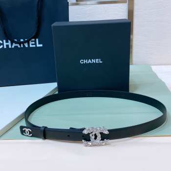 Chanel belt in black with silver buckle width 2cm