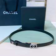 Chanel black belt calfskin with silver buckle width 2cm - 1