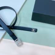 Chanel black belt calfskin with silver buckle width 2cm - 6