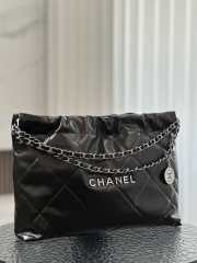 Chanel 24C Hobo Tote Bag In Black with Silver Buckle 30x45x8cm - 1