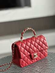 Chanel 23K top handle in red with gold buckle 20x12x6cm - 6