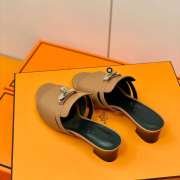 Hermes brown high heel sandal in goatskin 4cm - 3