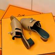 Hermes brown high heel sandal in goatskin 4cm - 2