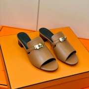 Hermes brown high heel sandal in goatskin 4cm - 1