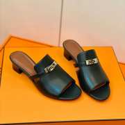 Hermes black high heel sandal in goatskin 4cm - 1