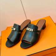 Hermes black high heel sandal in goatskin 4cm - 3