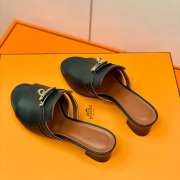 Hermes black high heel sandal in goatskin 4cm - 2